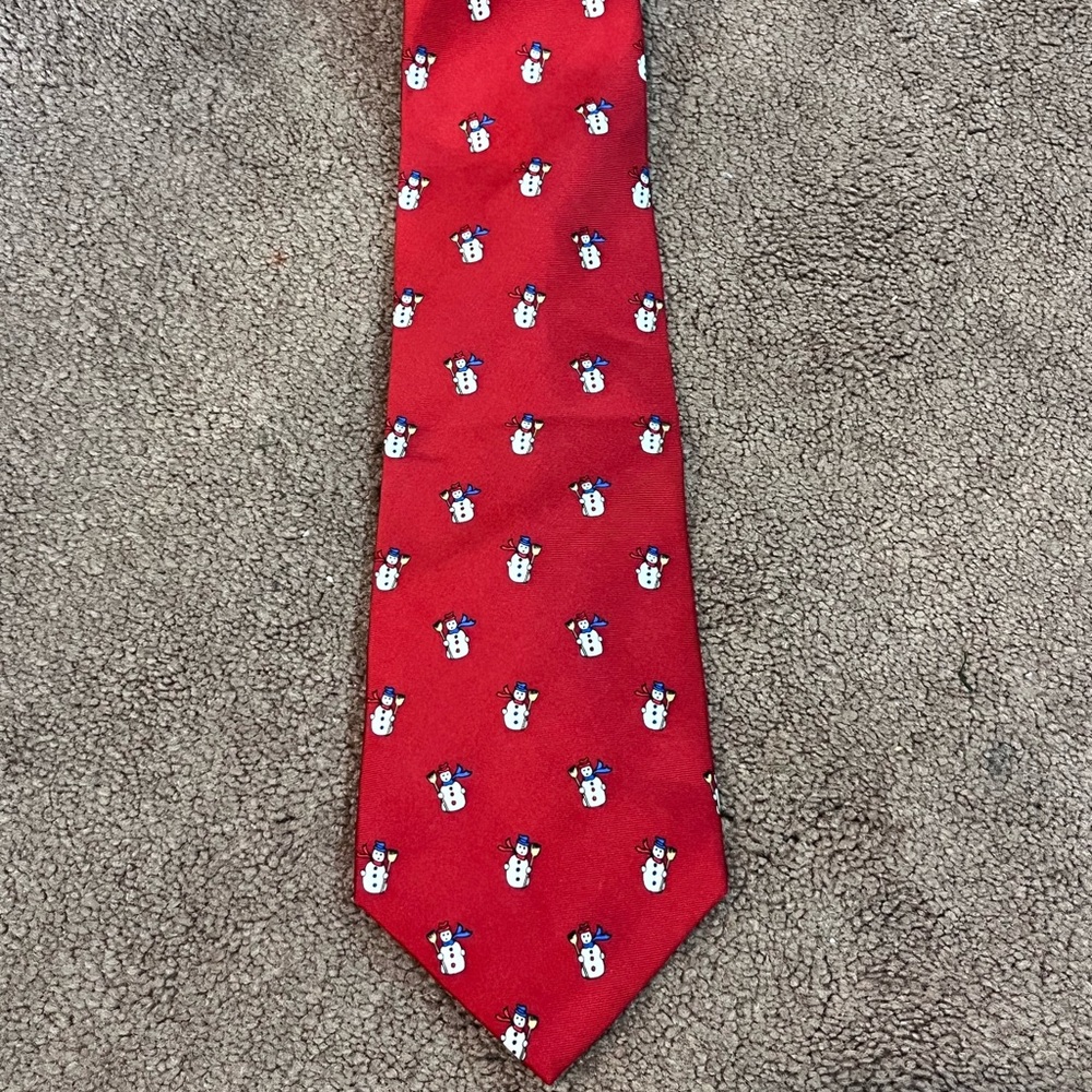 John Hill Christmas Snowman Holiday Festive Silk Tie